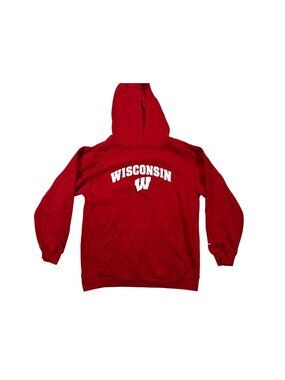 Adidas Wisconsin Hoodie Mens XL Red Logo Pullover 70% Cotton Casual Long Sleeve